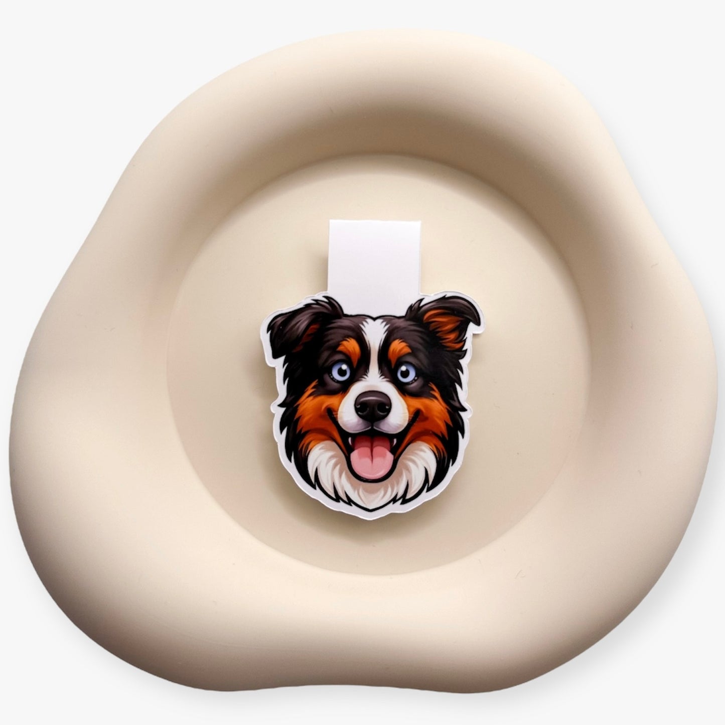 Chaotic energy softens with this loyal Australian Shepherd bookmark, created for routine lovers and gentle leaders. — Handmade sticker — Perth, Australia