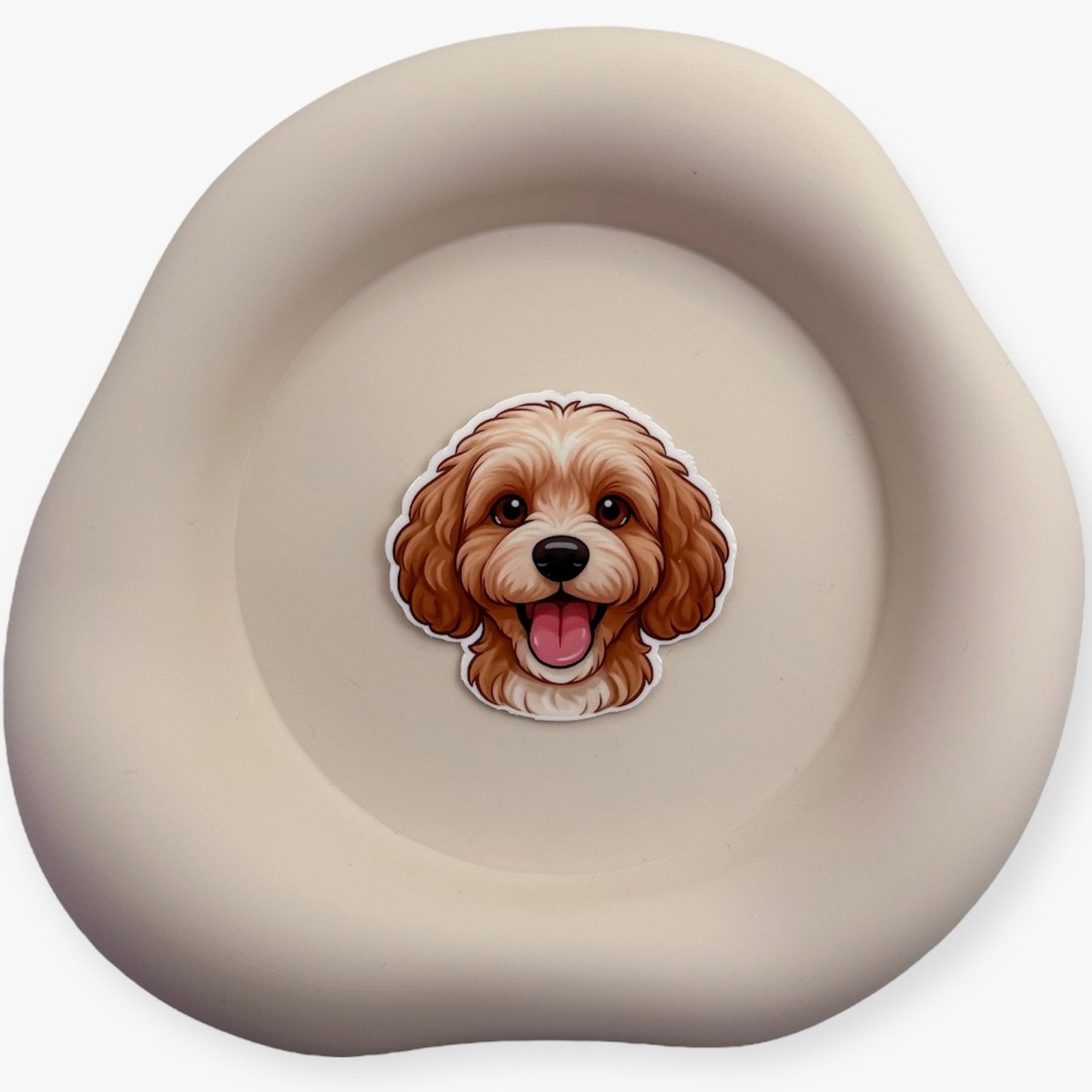 Emotionally held and comforted by this gentle Cavoodle sticker for loyal friends and feelers. — Handmade sticker — Perth, Australia