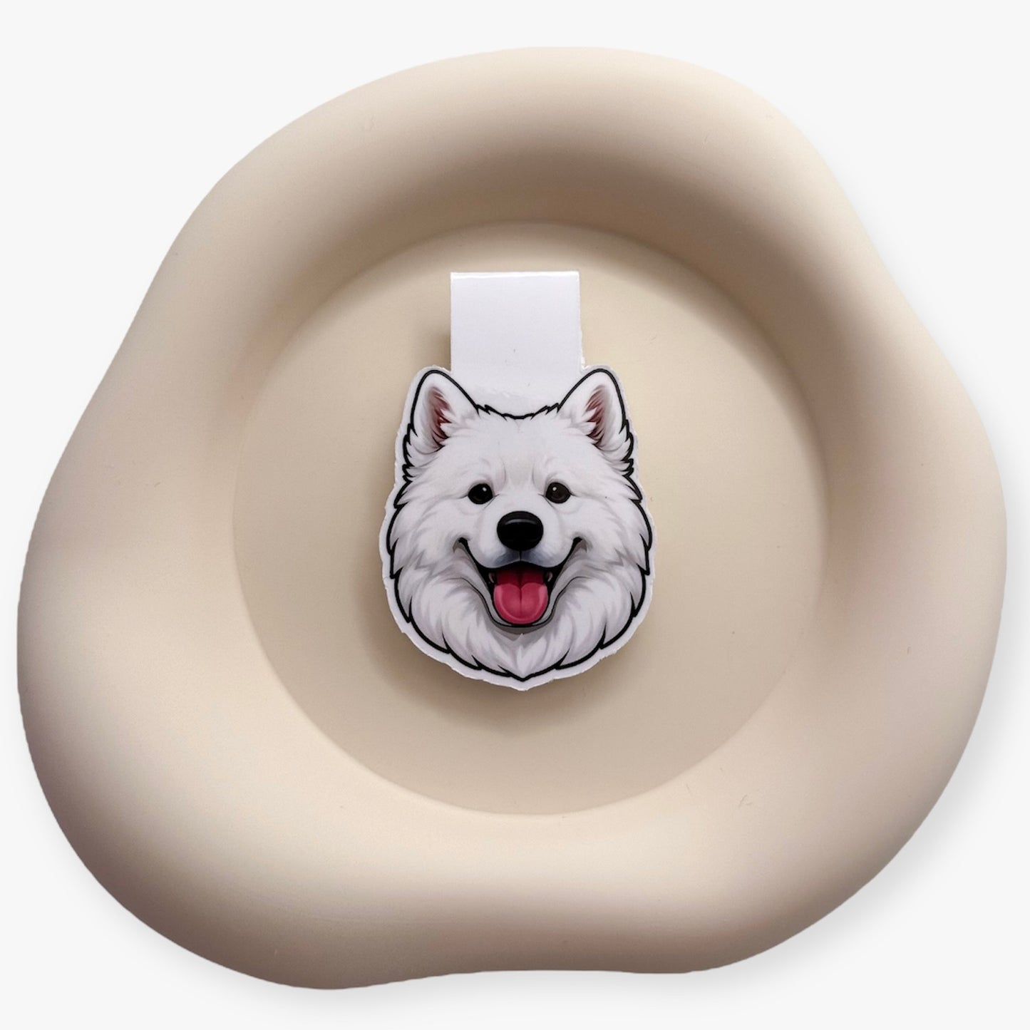 Invisible moments feel warmer with this samoyed magnetic bookmark, loved by introverts, gentle carers, and warmth-seekers. — Handmade sticker — Perth, Australia
