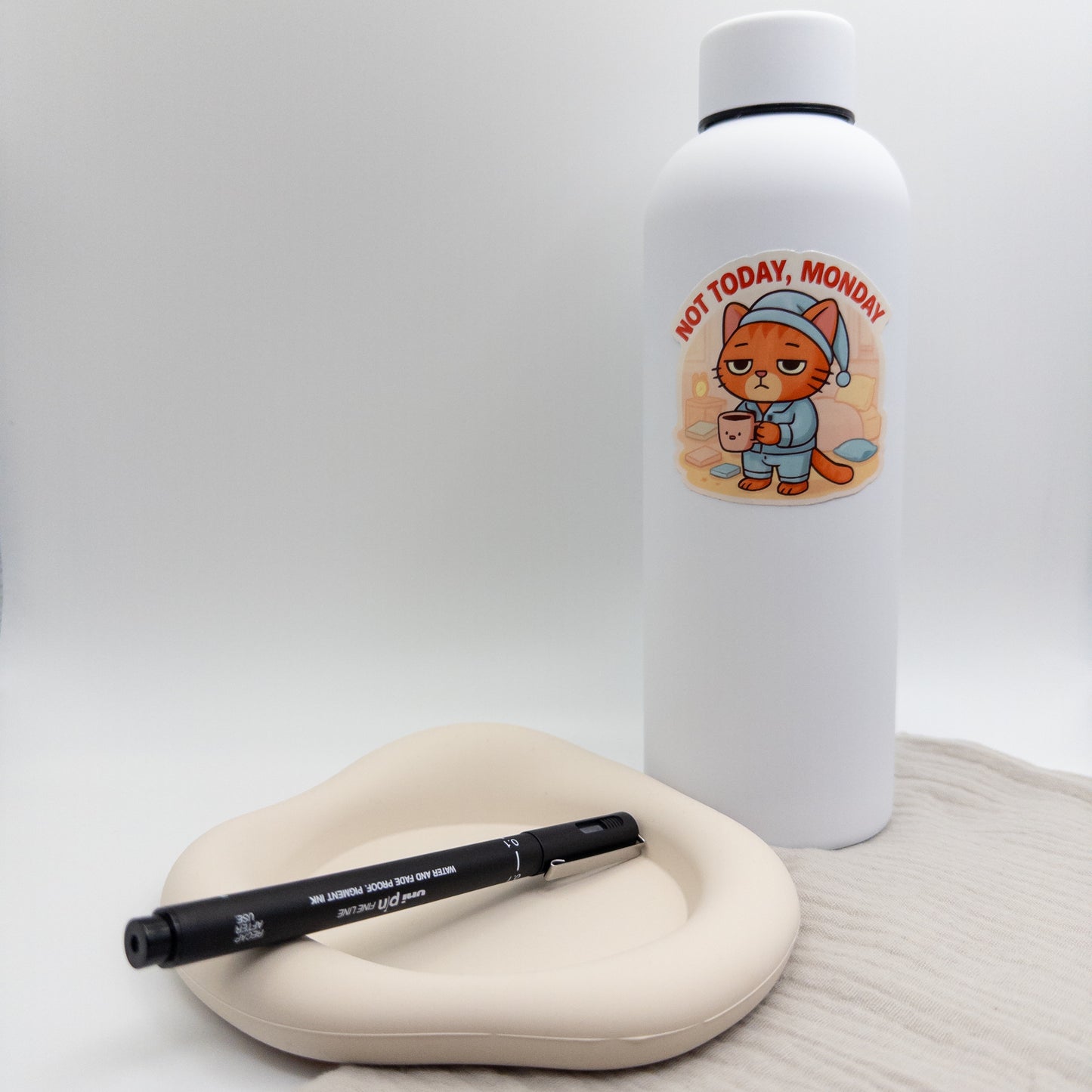 Monday dread meets a soft no in this Perth-made quote sticker. Ideal for overstimulated mornings. — Handmade sticker — Perth, Australia