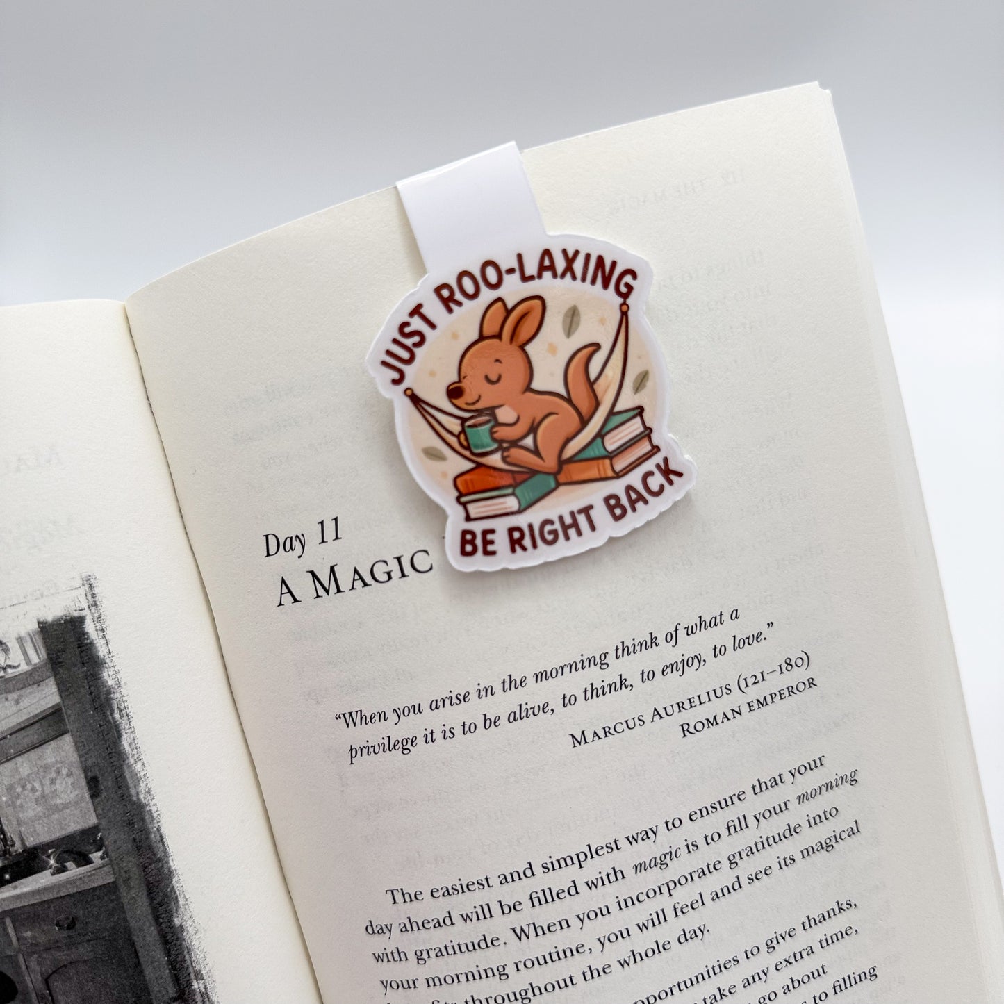 Need to bounce later? This kangaroo bookmark brings light relief to boundary-holders, introverts and flow-based creatives. — Handmade sticker — Perth, Australia