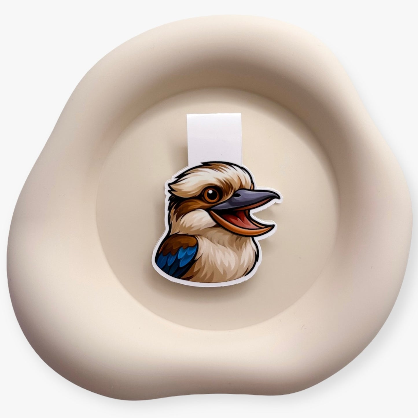 Unsettled focus meets grounding with this kookaburra magnetic bookmark, made for mindful readers and sensory-sensitive book lovers. — Handmade sticker — Perth, Australia