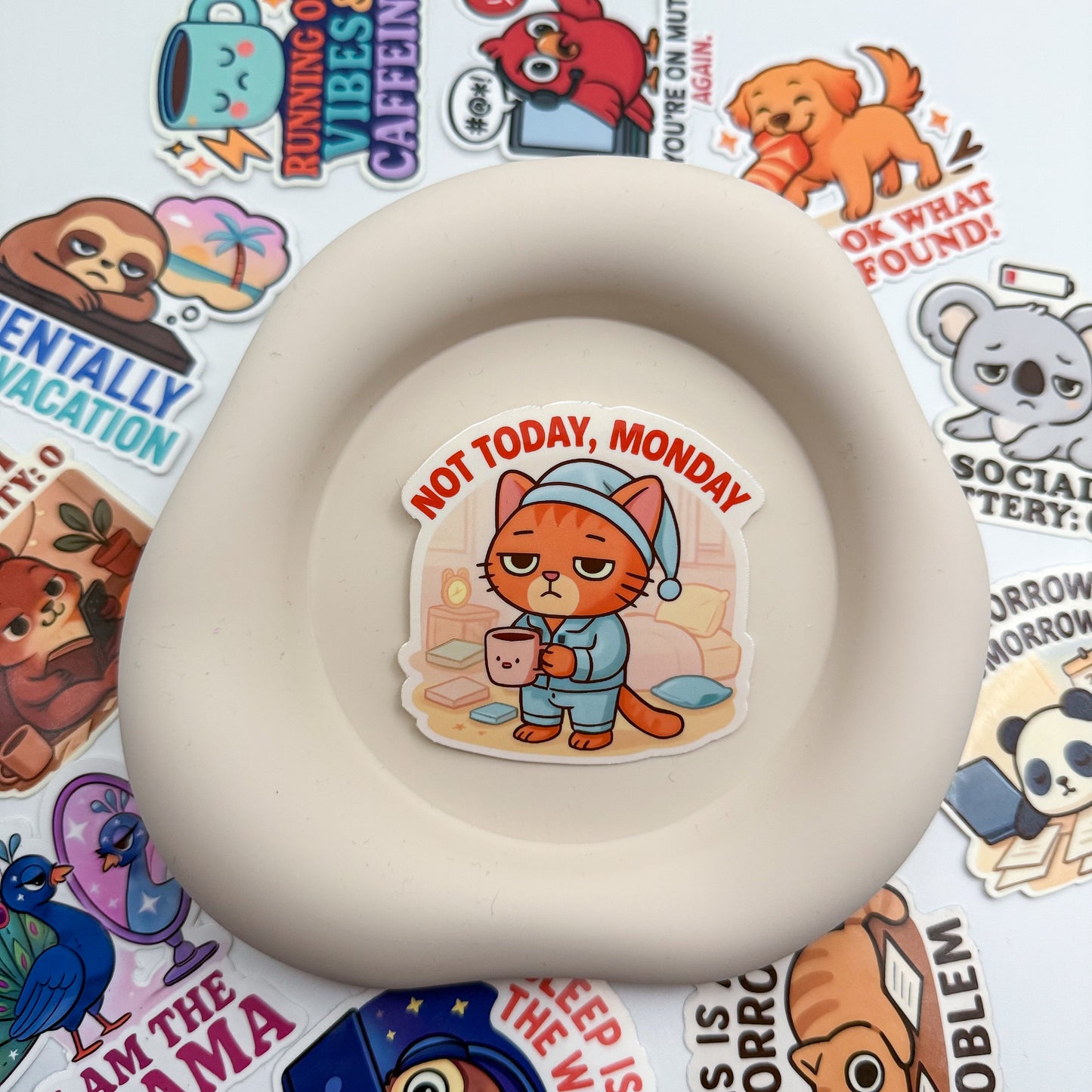 Australian quote sticker for mental recovery days. Not Today, Monday speaks softly for you. — Handmade sticker — Perth, Australia