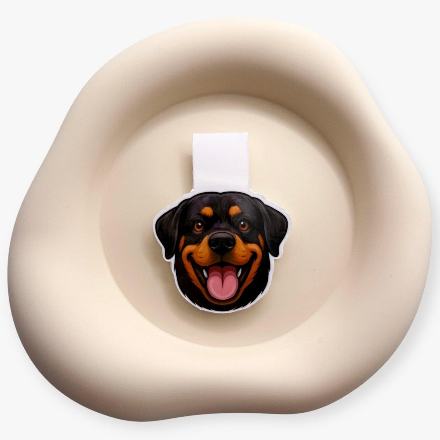 Anxious minds feel more secure with this Rottweiler magnetic bookmark — ideal for protective souls and slow-paced readers. — Handmade sticker — Perth, Australia