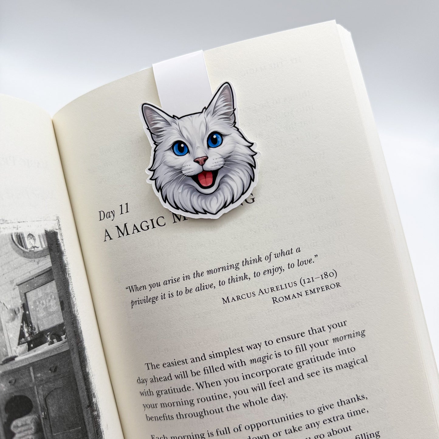 Distracted moments soften into inner depth with this poised cat bookmark, ideal for graceful thinkers and stylish students. — Handmade sticker — Perth, Australia