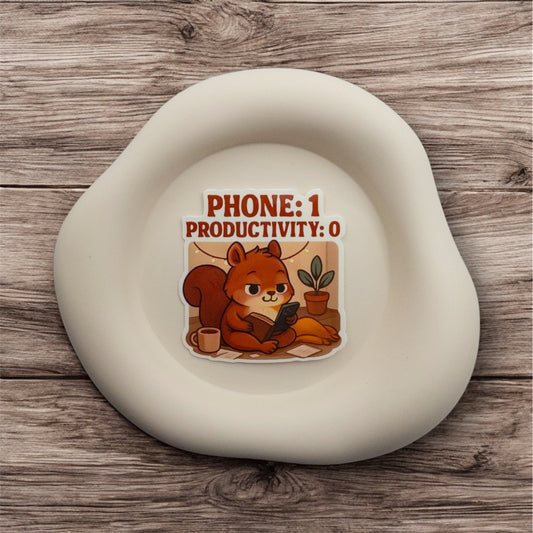 Doomscrolling meets reset: this Australian squirrel sticker playfully captures the moment you trade productivity for peace and reclaim your pace.