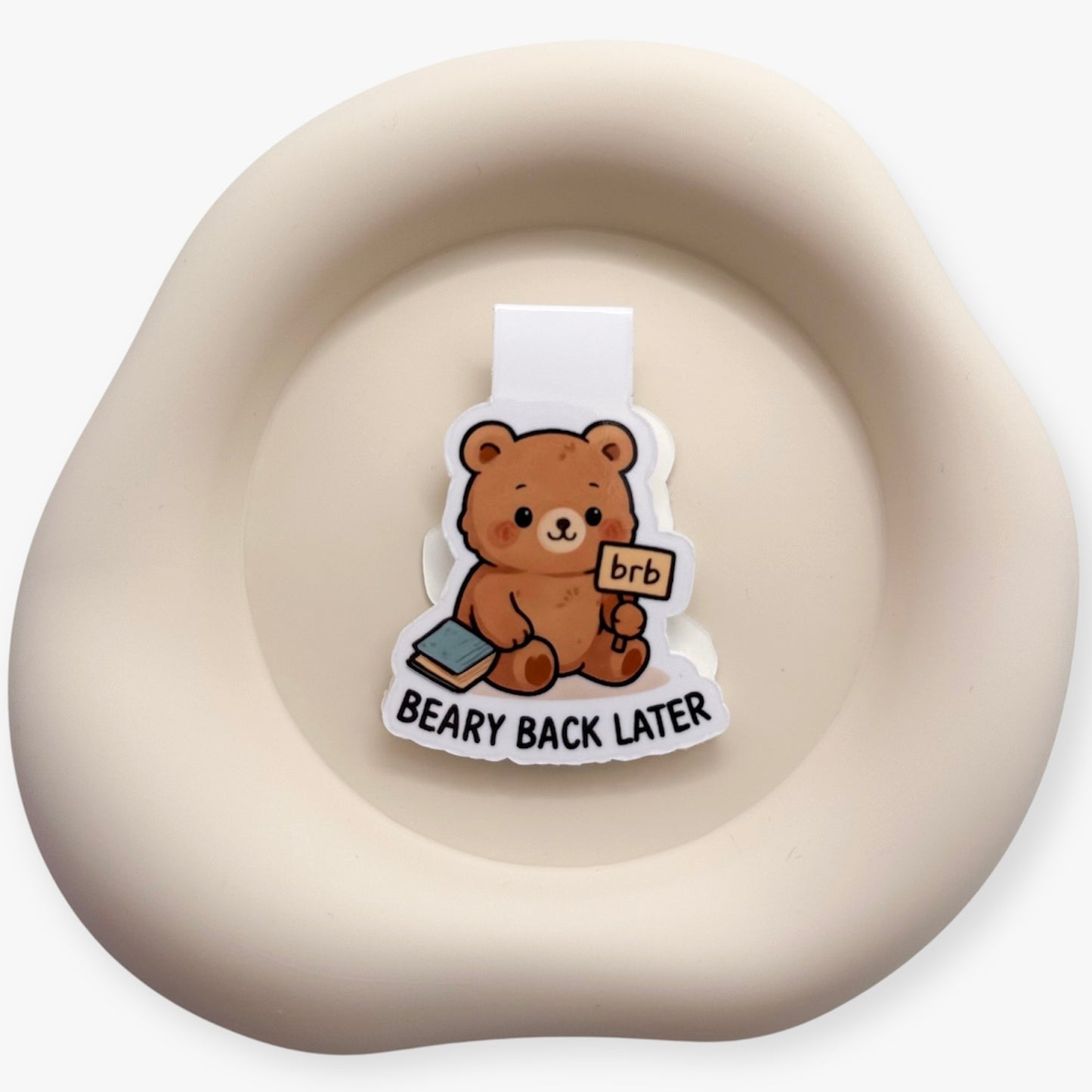 Drained or tired? Let this bear magnetic bookmark hold your page with slow-flow energy for cozy book lovers and mindful journalers. — Handmade sticker — Perth, Australia