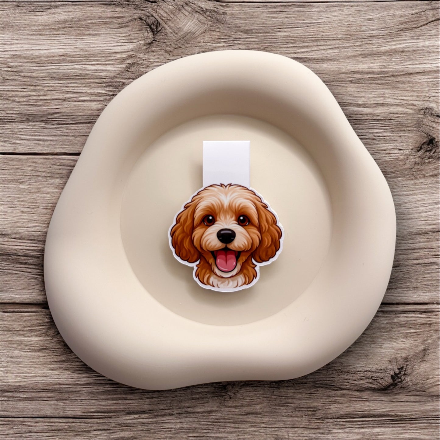 Lonely readers feel a sense of playful comfort with this Cavoodle bookmark — a warm gift for nurturing hearts and gentle spirits. — Handmade sticker — Perth, Australia