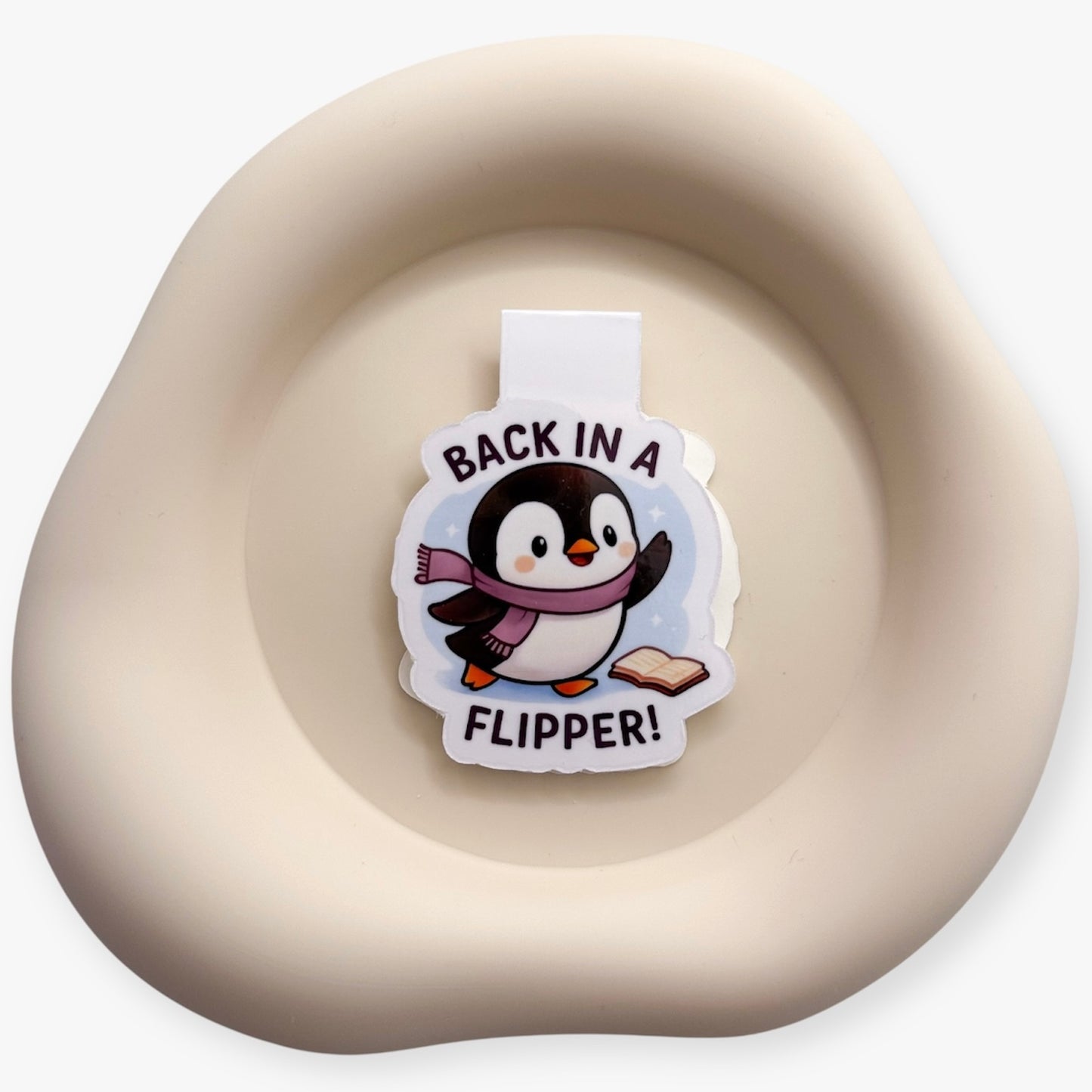 Low on energy? Let this playful penguin hold your place for calm organizers, introverted educators and joy-seekers. — Handmade sticker — Perth, Australia