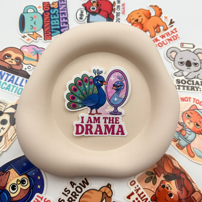 For the overexpressed souls who are learning to center, this Australian quote sticker pairs peacock pride with Projector-aligned stillness.