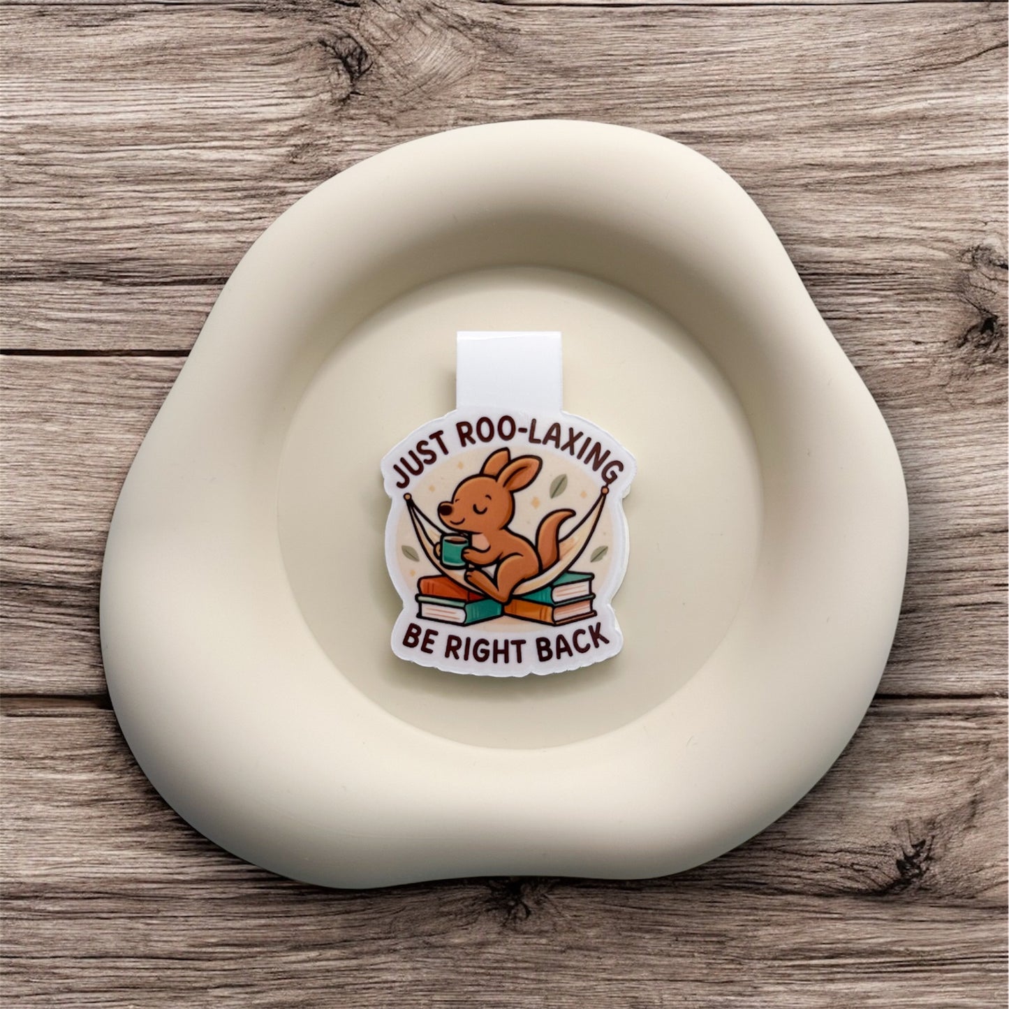 Feeling overstretched? This kangaroo magnetic bookmark gently supports solo workers, highly sensitive people and those needing permission to pause. — Handmade sticker — Perth, Australia