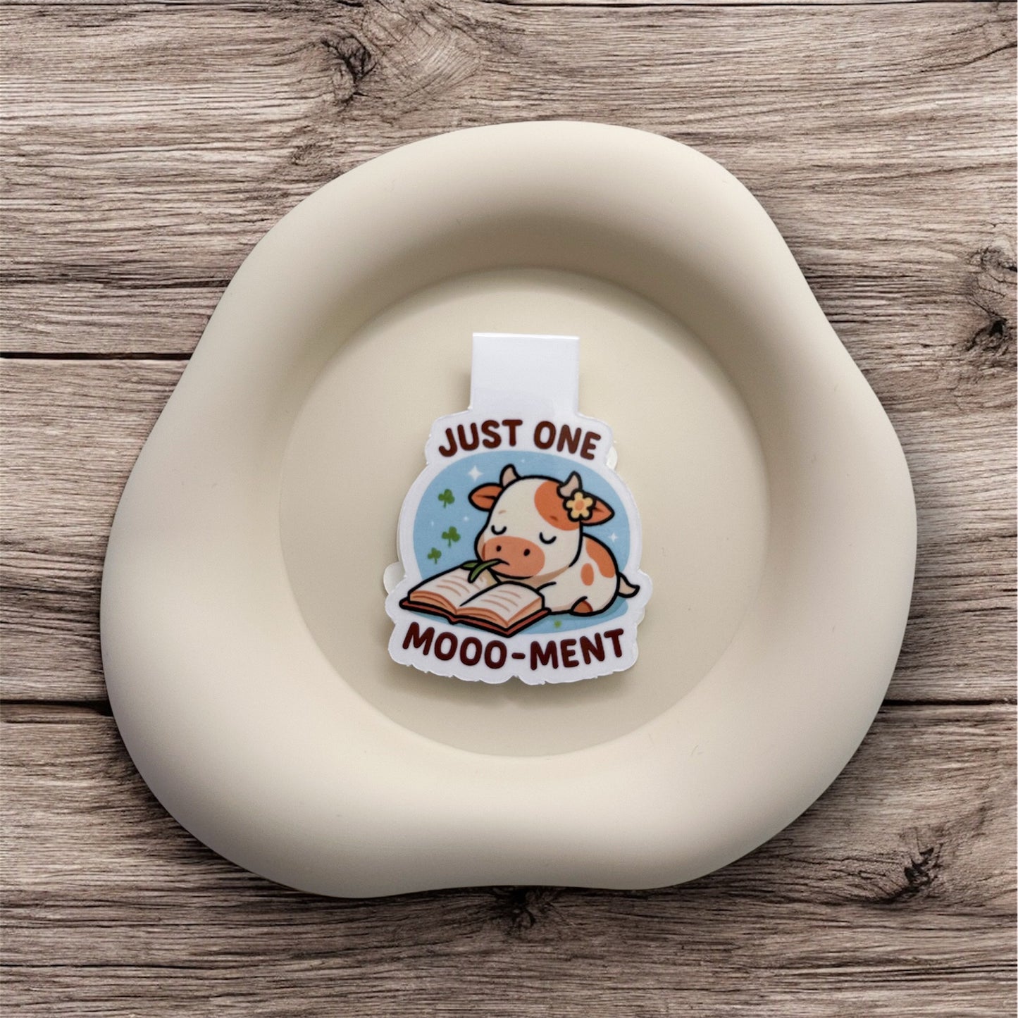 Feeling mentally full? This magnetic cow bookmark offers a calming moment of stillness for mindful readers and quiet gift-givers. — Handmade sticker — Perth, Australia