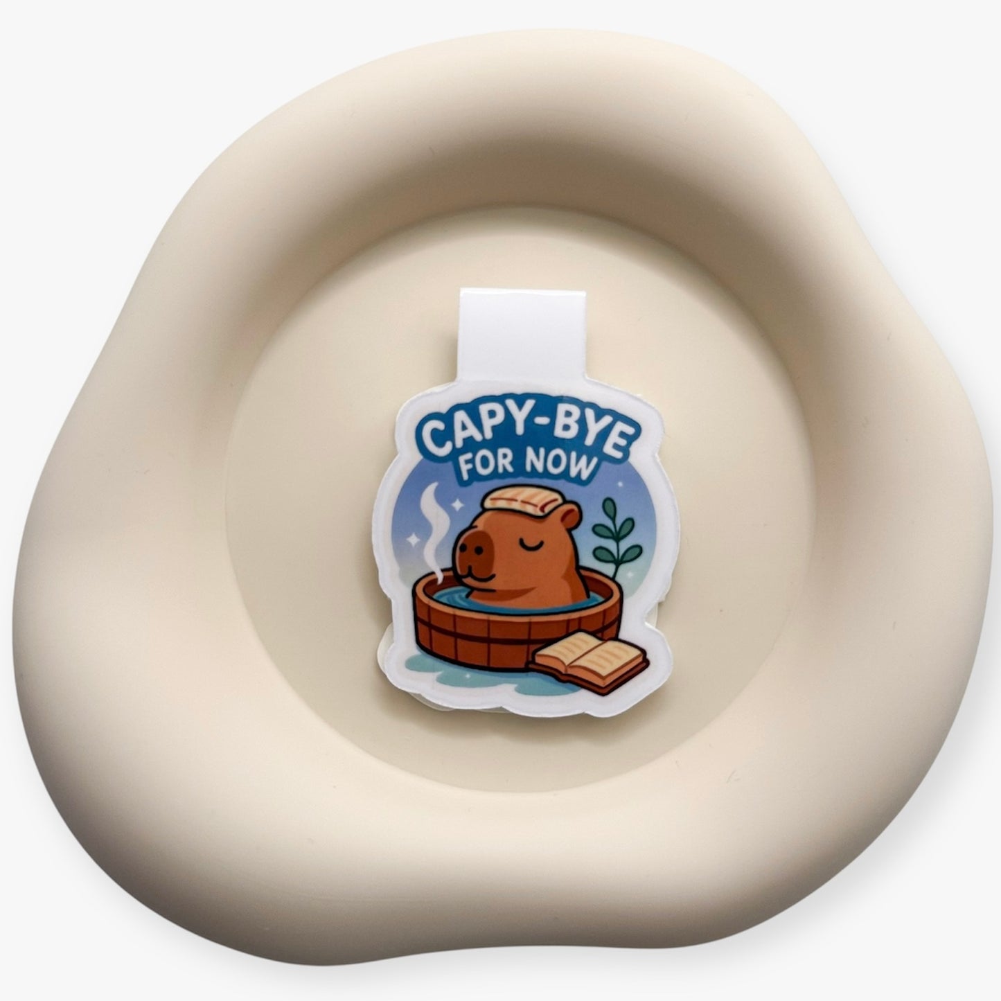 Overwhelmed by the noise? Let this gentle capy mark your pause. Perfect for sensitives, calm-seekers and slow-living book lovers. — Handmade sticker — Perth, Australia