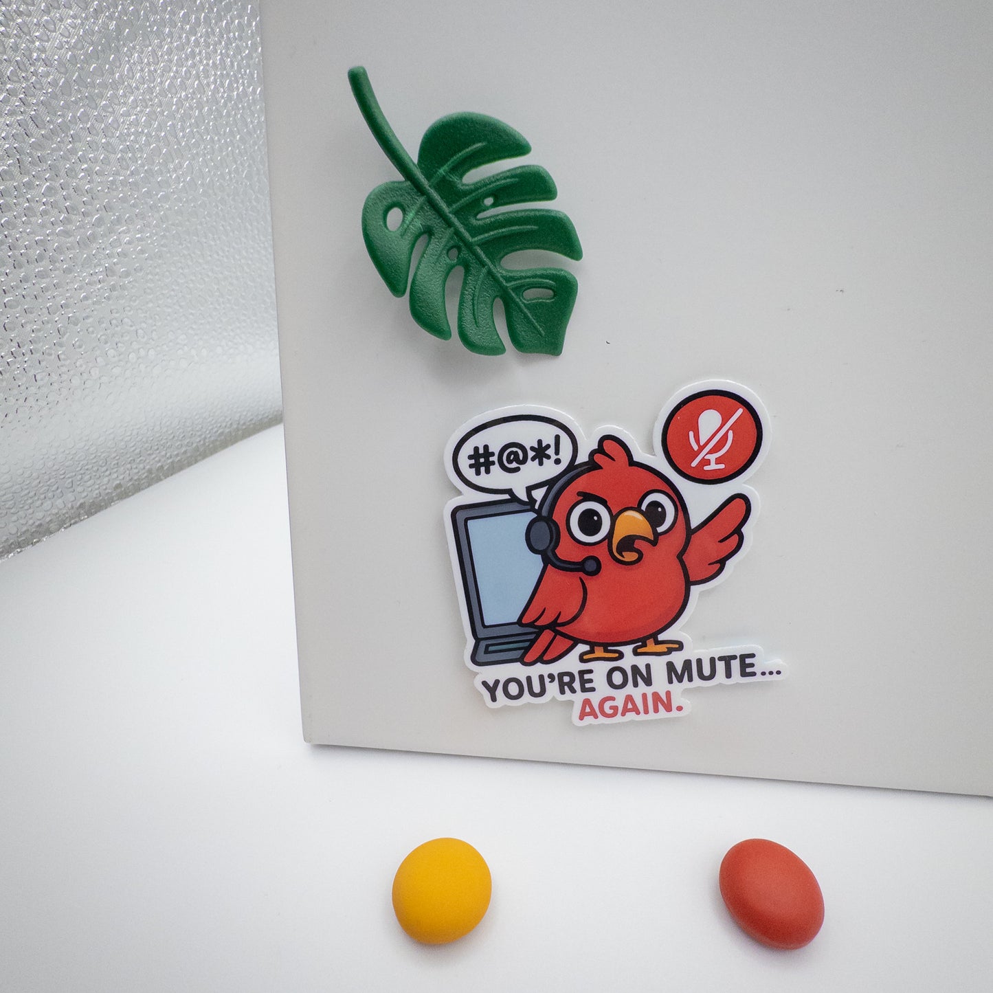 Overwhelmed energy meets soft reset in this Perth quote sticker. You’re On Mute Again gives flustered minds permission to laugh and carry on. — Handmade sticker — Perth, Australia