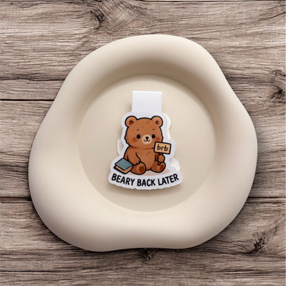 Feeling overworked? This quiet bear bookmark is perfect for gentle readers and introverts who need space to step back and return softly.