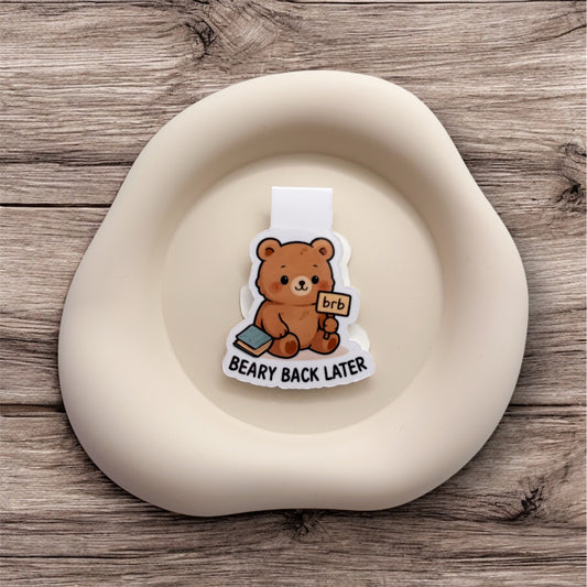 Feeling overworked? This quiet bear bookmark is perfect for gentle readers and introverts who need space to step back and return softly.