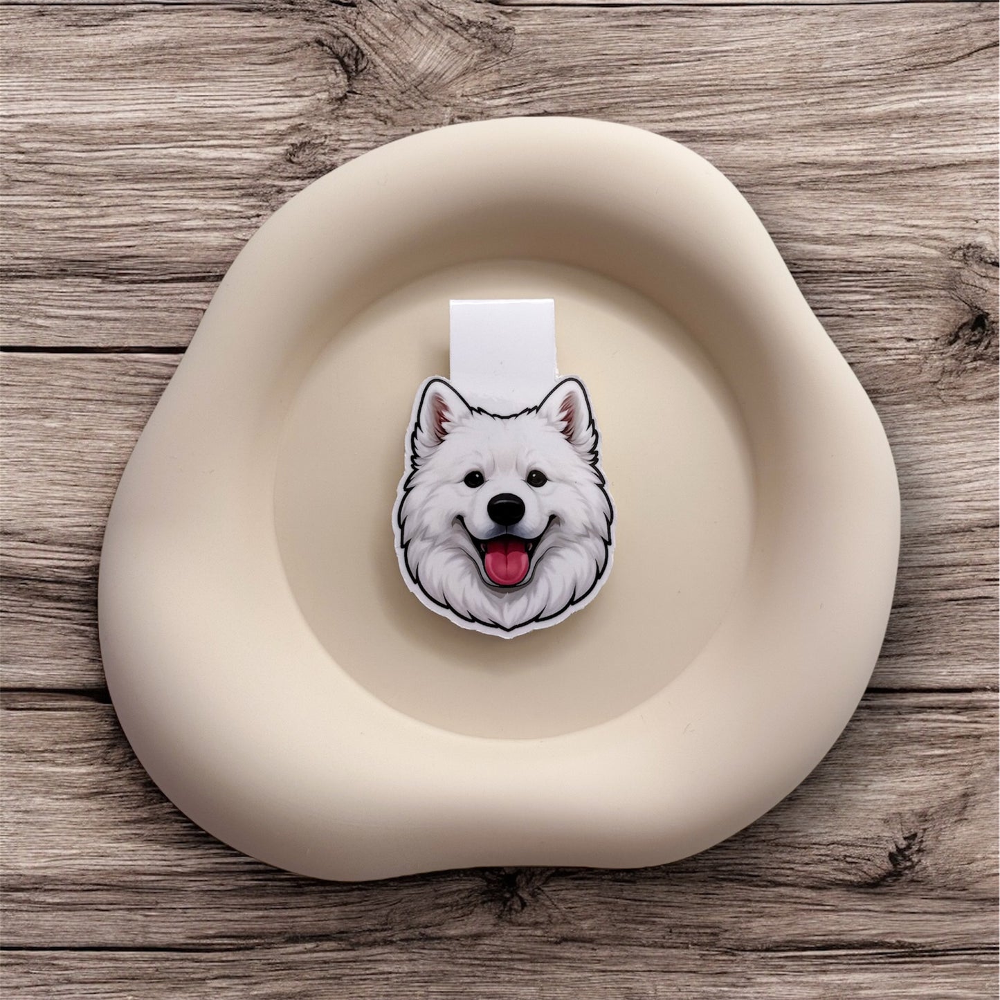 Rejected feelings soften with this glowing samoyed bookmark, perfect for gentle leaders, self-love readers, and calm dreamers. — Handmade sticker — Perth, Australia