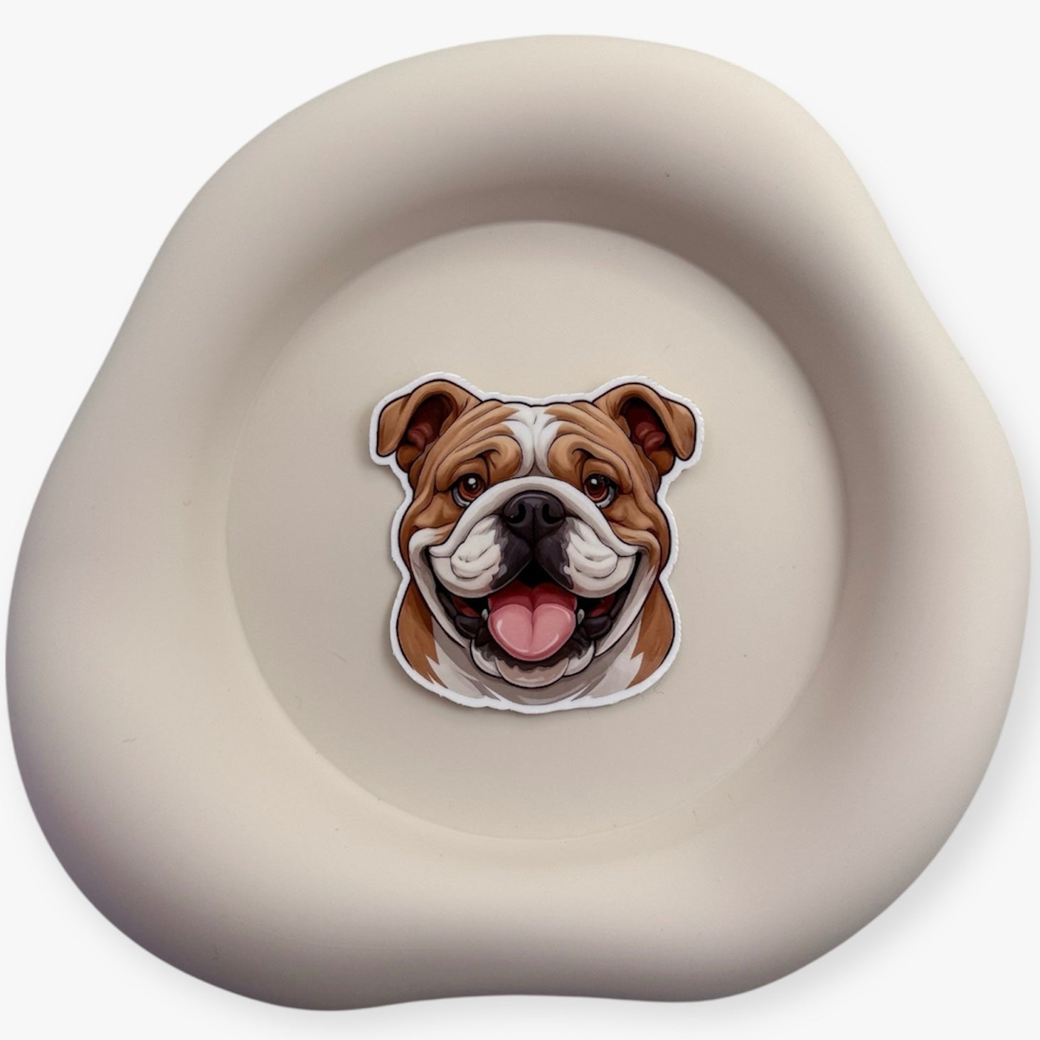 Restless energy softens with this stilled Bulldog sticker for loyal overthinkers and slow paced souls.