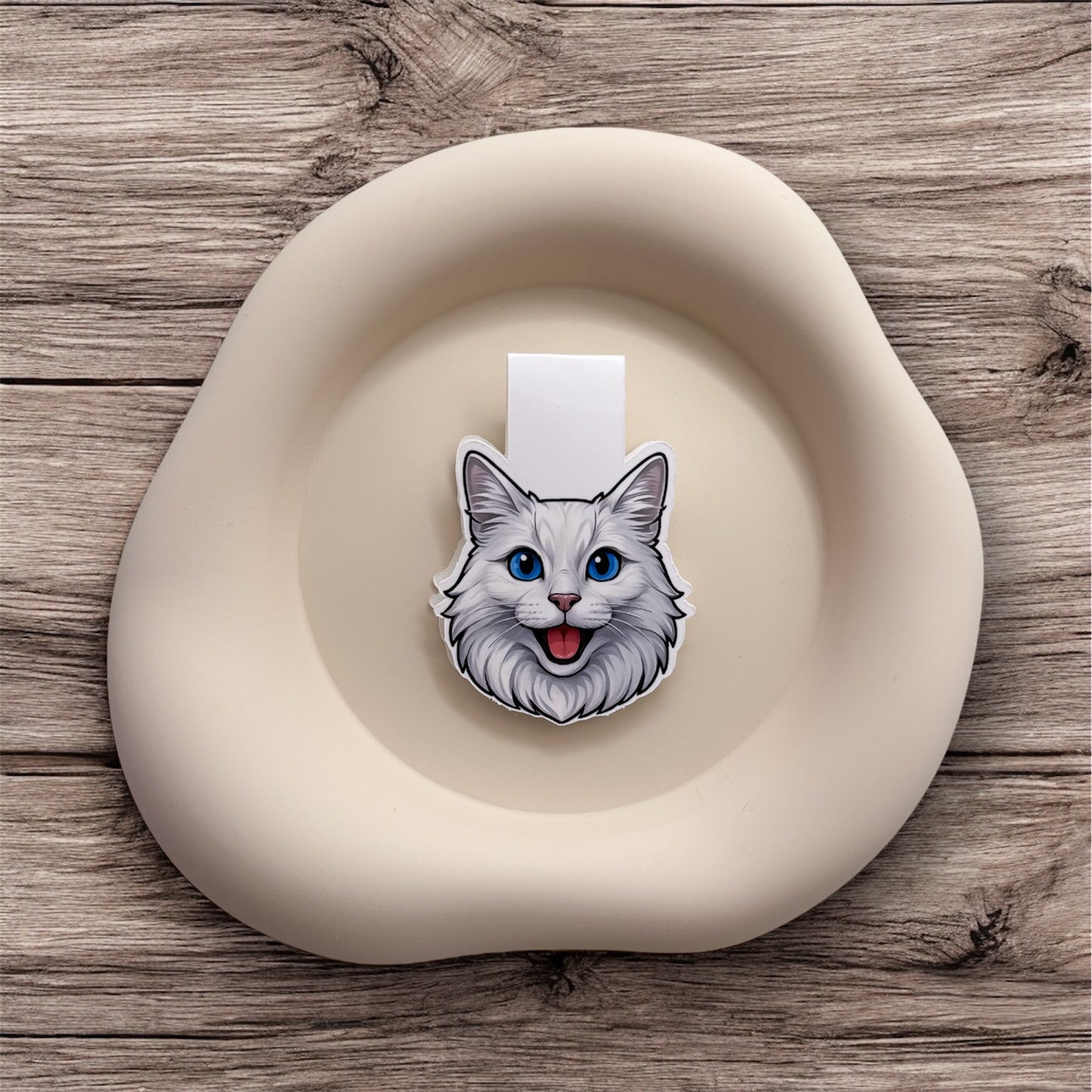 Scattered thoughts meet elegant focus with this Turkish Angora bookmark, made for detail-lovers and intuitive readers. — Handmade sticker — Perth, Australia