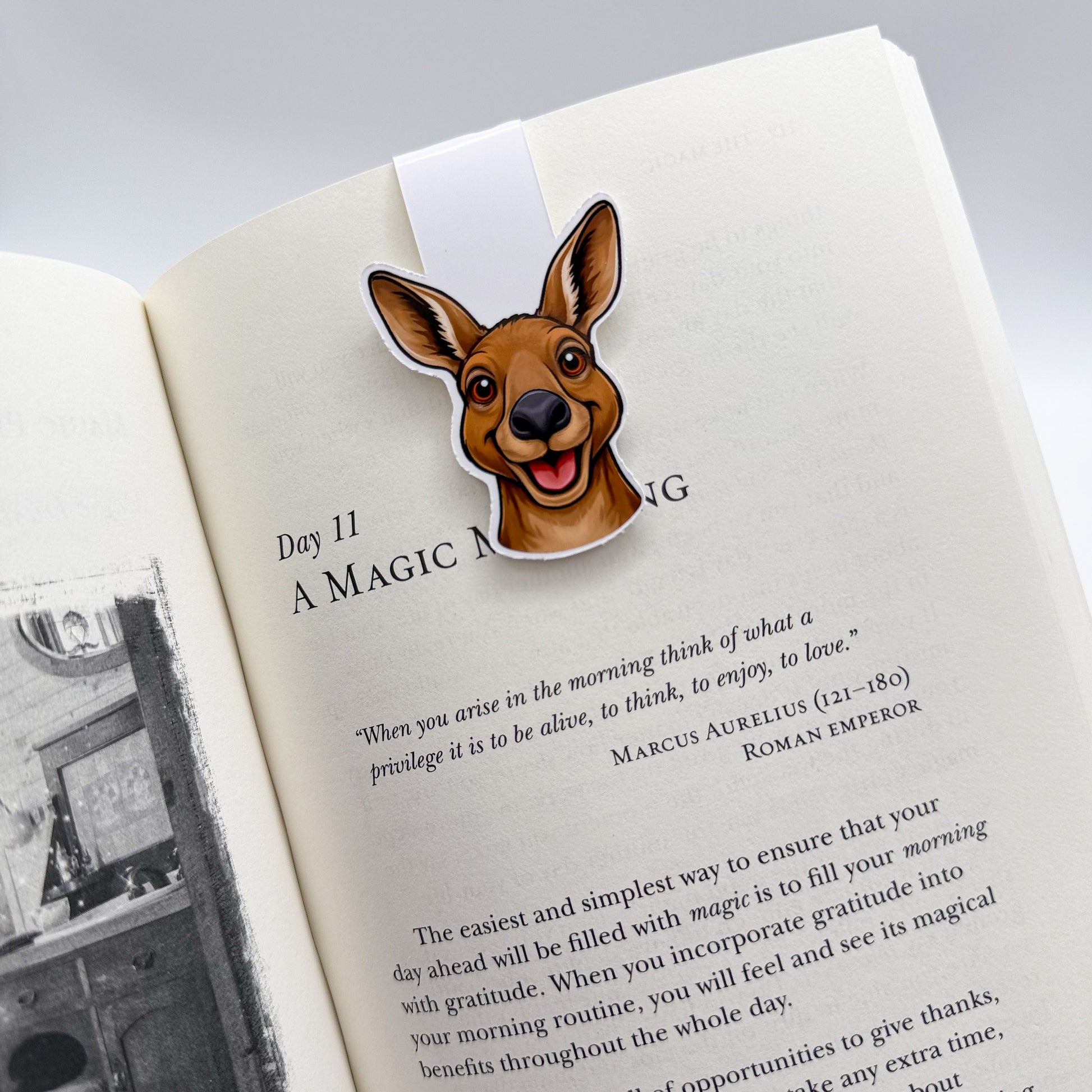 Scattered thinkers will feel more grounded using this kangaroo bookmark, a thoughtful gift for slow readers and emotionally aware book lovers.