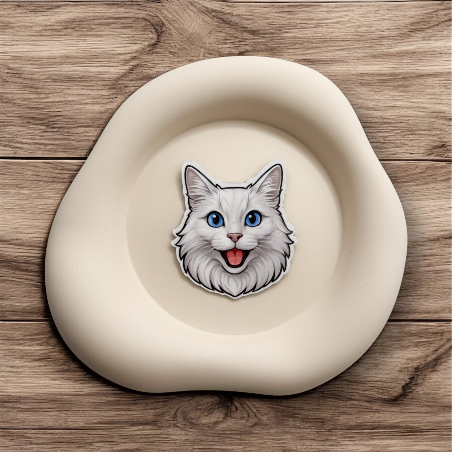 Scattered thoughts soften with this poised Turkish Angora magnet, perfect for intuitive creators, quiet analysts, and highly sensitive thinkers. — Handmade sticker — Perth, Australia