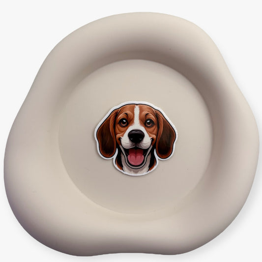 Scattered emotions feel safe again with this soft eyed Beagle sticker for deep listeners and soulful companions.