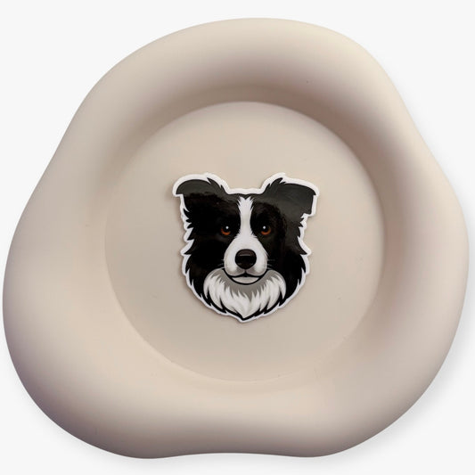 Scattered thoughts align with this steady Border Collie sticker for rhythm lovers and detail driven thinkers.