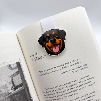 Scattered focus meets steady support in this Rottweiler design, made for loyal thinkers and page-holders.