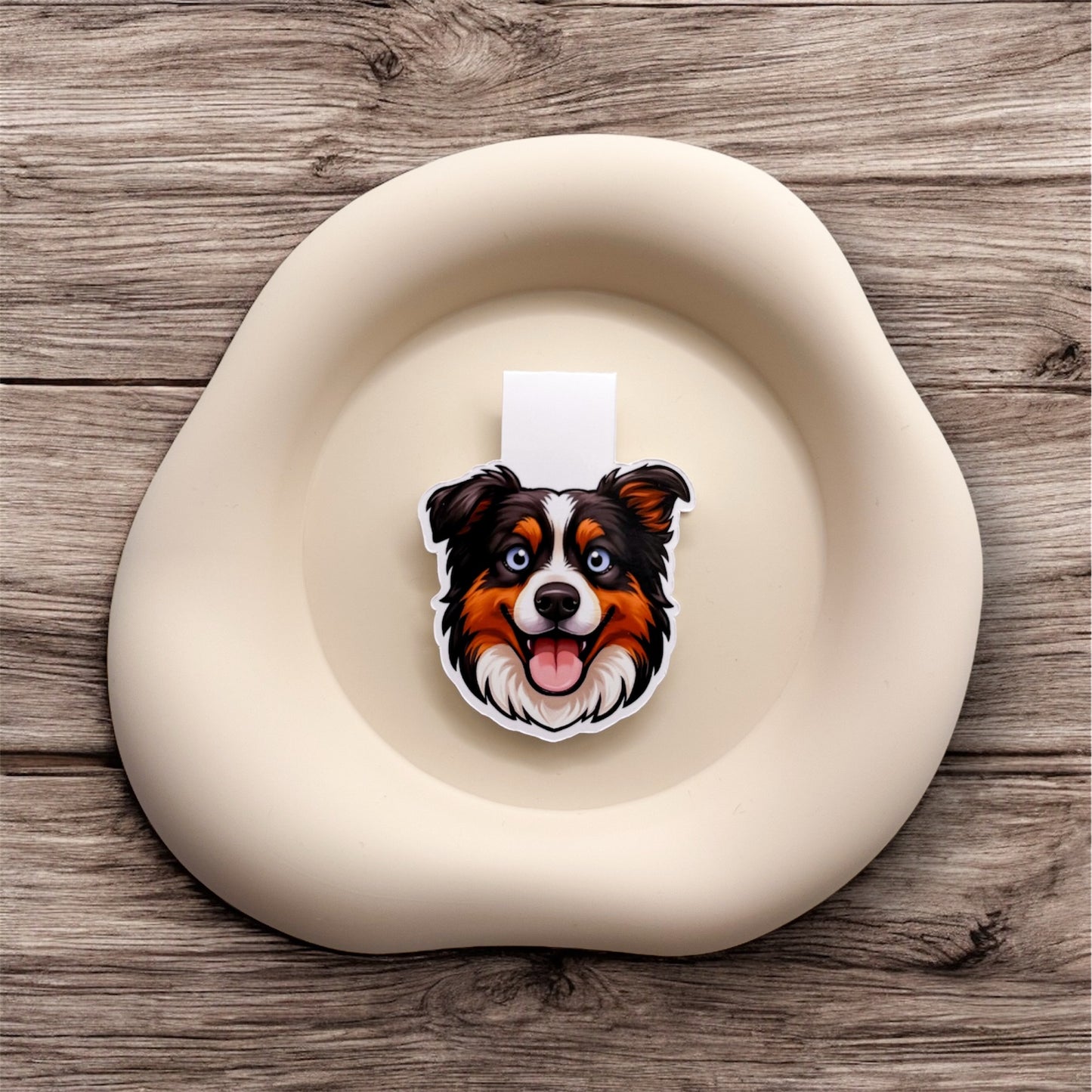 Scattered thoughts find steady protection with this Australian Shepherd bookmark, perfect for detail-focused readers and loyal thinkers. — Handmade sticker — Perth, Australia