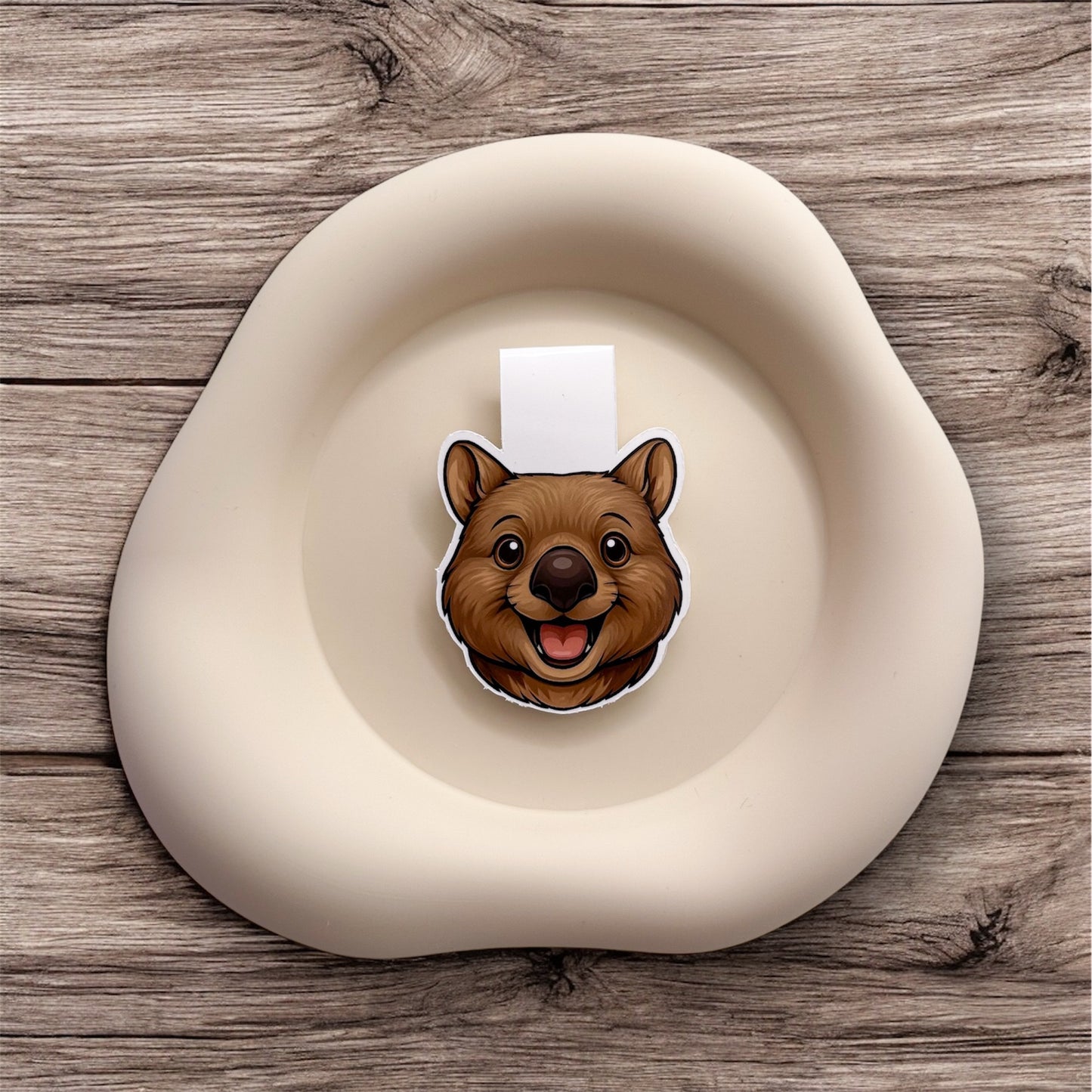 Scattered thoughts pause with this wombat magnetic bookmark, ideal for grounded readers, slow pinners, and cozy-paced thinkers. — Handmade sticker — Perth, Australia