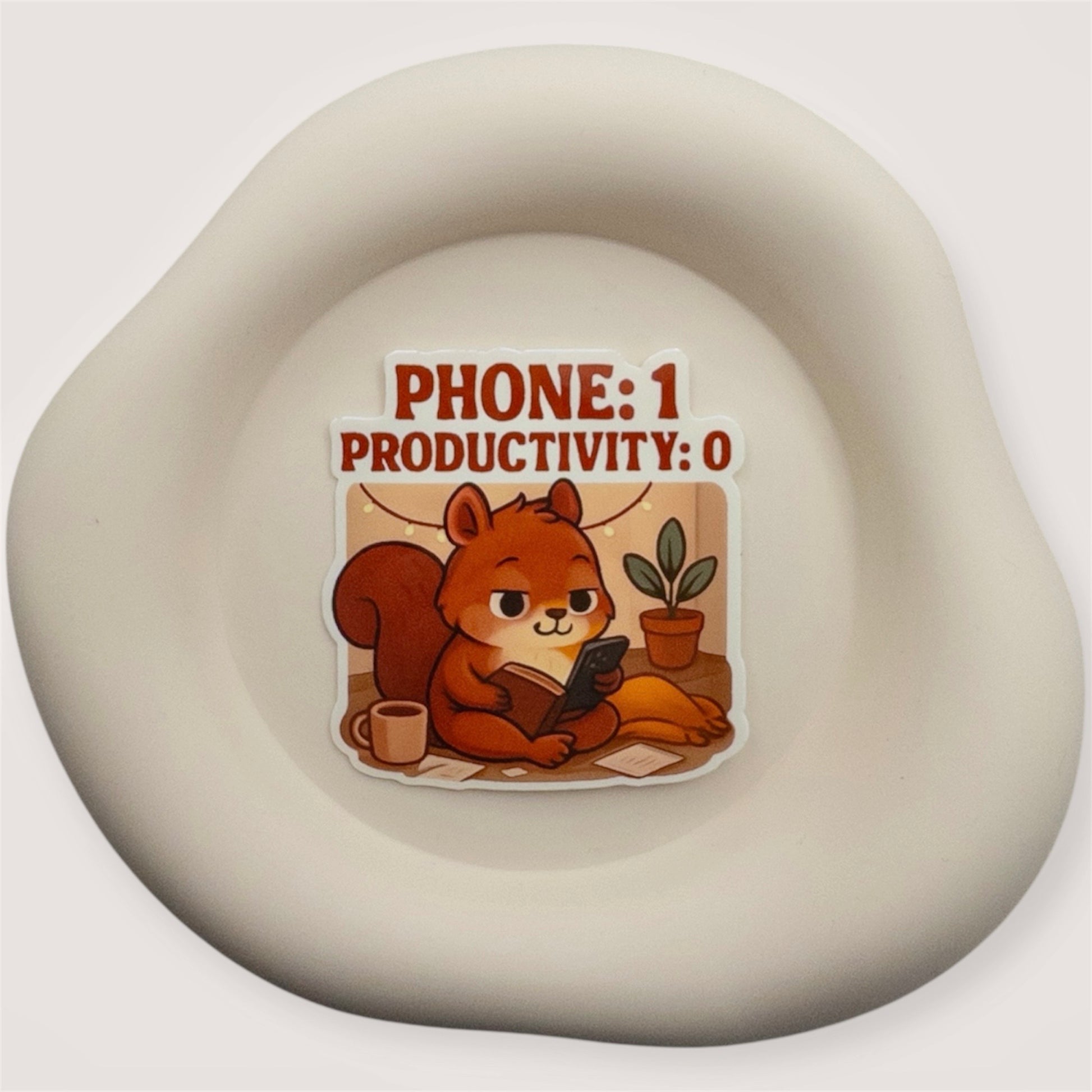 Scroll fatigue turns to calm in this Aussie squirrel sticker. A gentle nudge to rest, recharge, and realign your day.