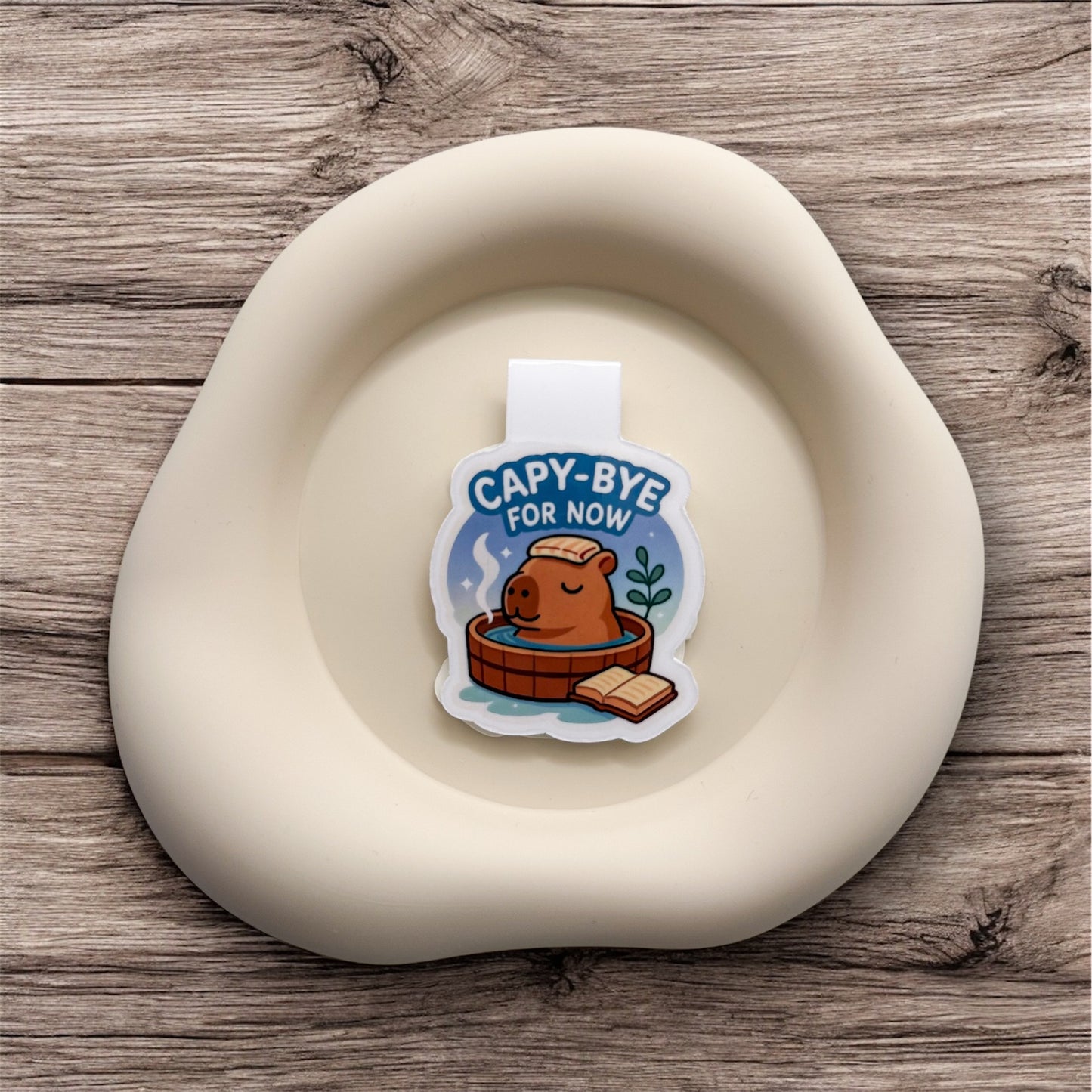 Feeling socially drained? This capybara magnetic bookmark brings calm retreat for introverts, soft-hearted readers and emotional overfeelers. — Handmade sticker — Perth, Australia