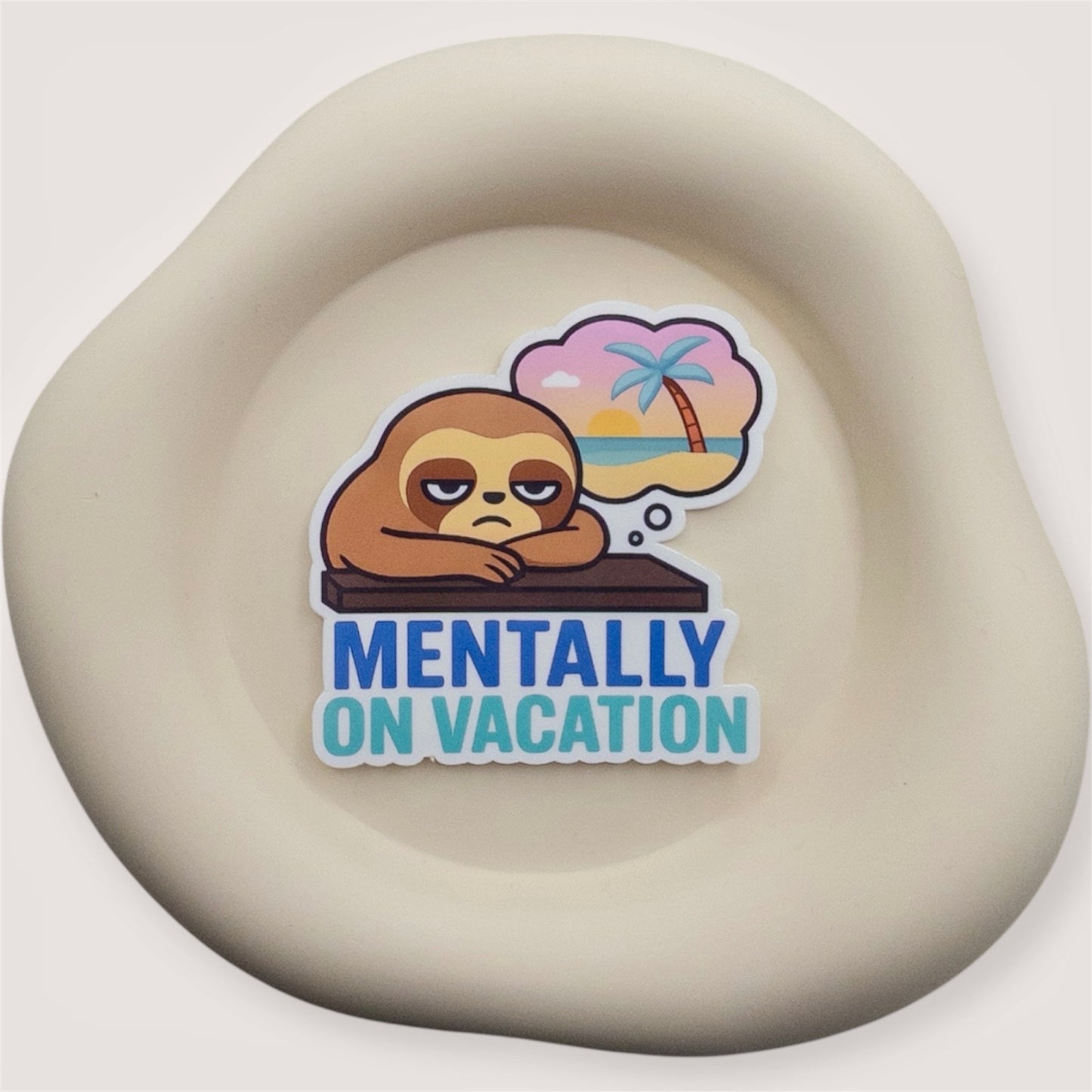 Tapped-out mood meets gentle retreat in this Perth sloth sticker. Perfect for those needing an escape from the mental noise. — Handmade sticker — Perth, Australia